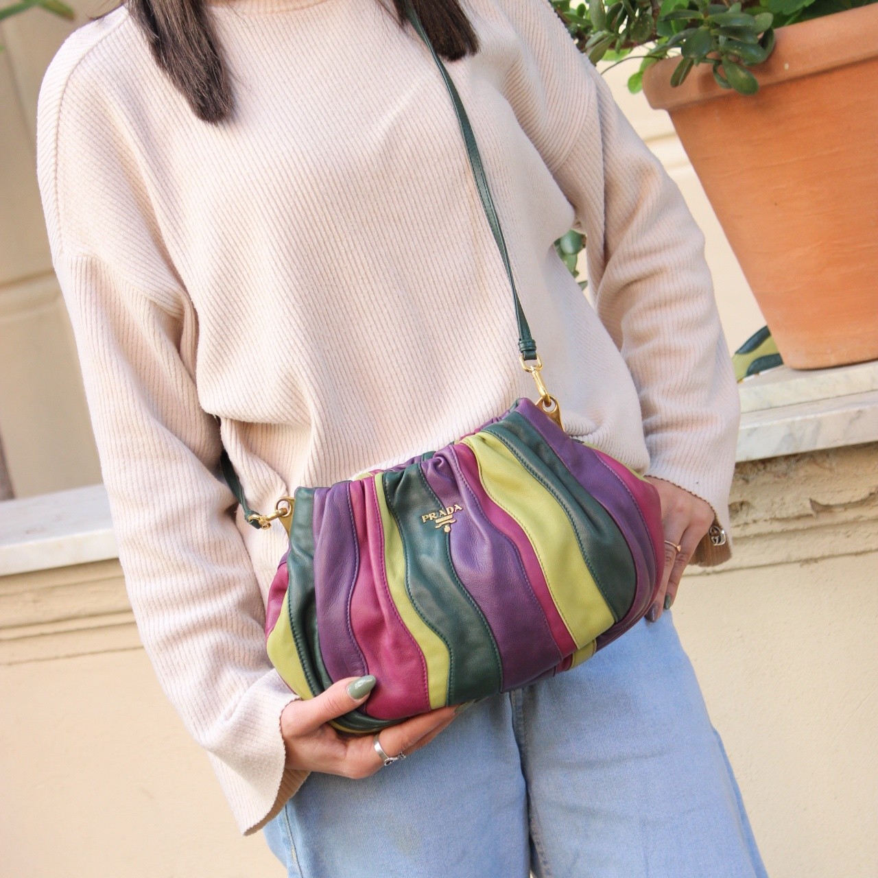 Borsa Prada in nappa multicolore thumb