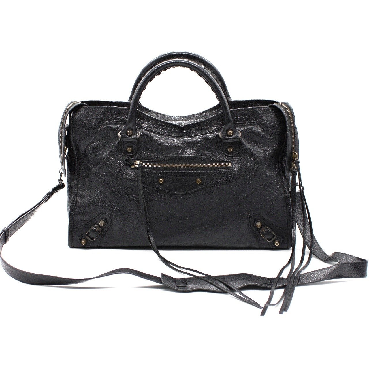 Borsa Balenciaga City in pelle nera thumb