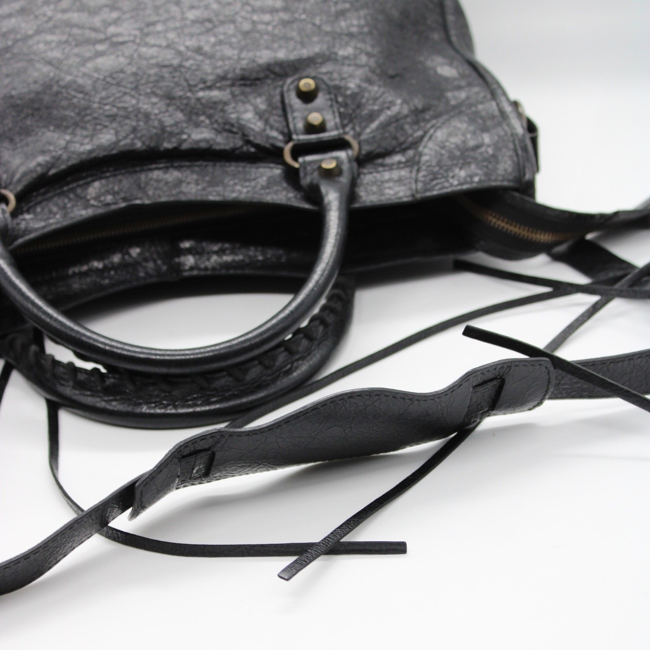 Borsa Balenciaga City in pelle nera thumb