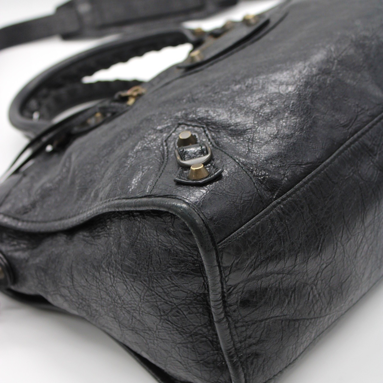 Borsa Balenciaga City in pelle nera thumb