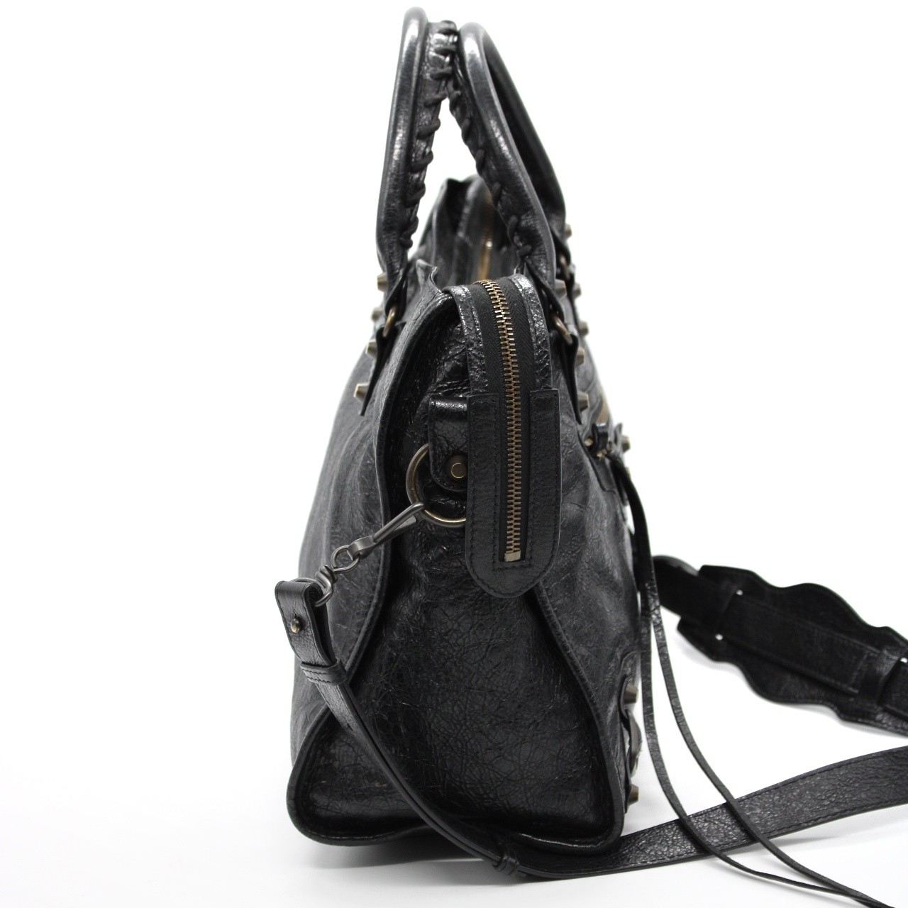 Borsa Balenciaga City in pelle nera thumb