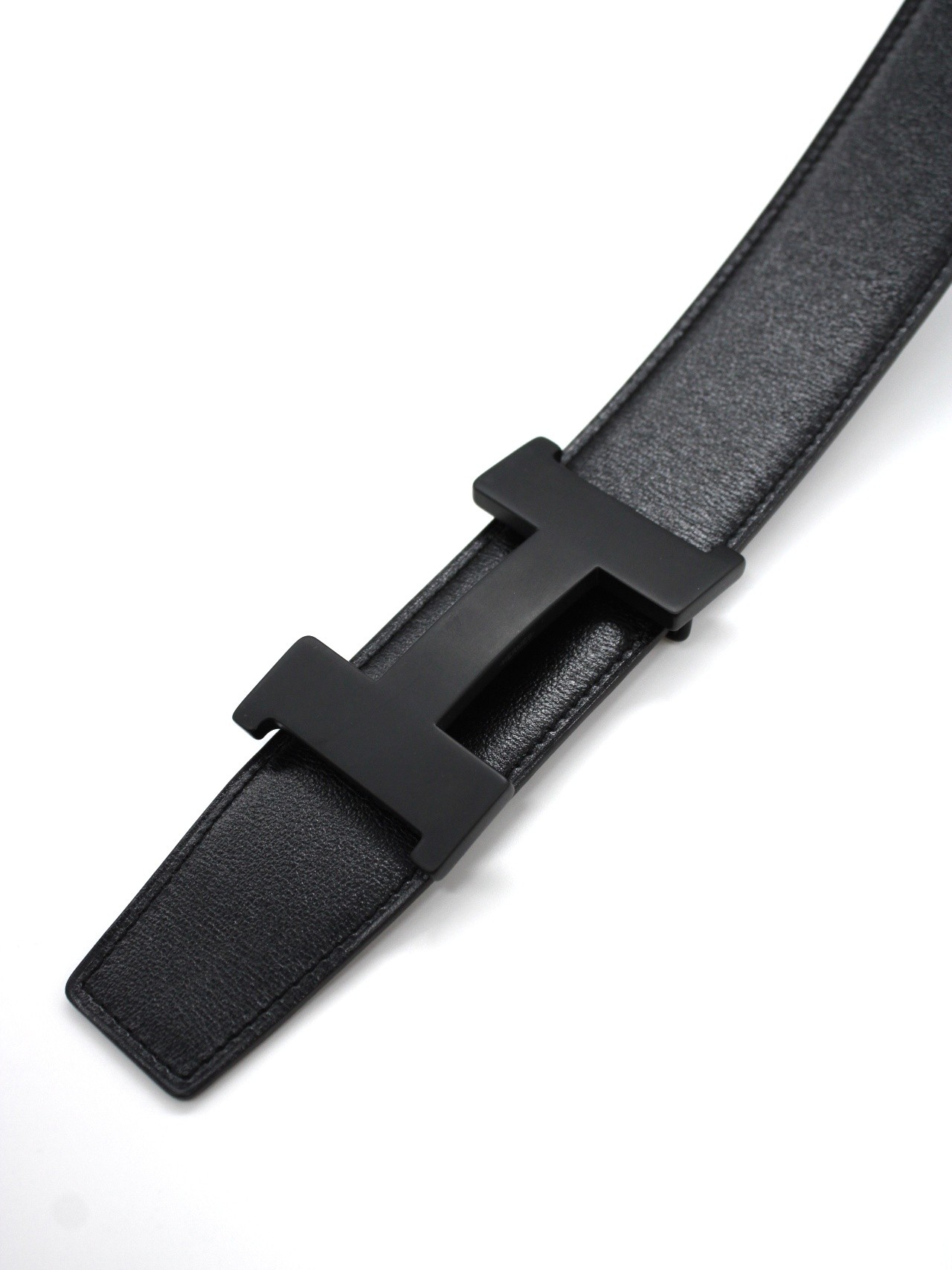 Cintura Hermes double pelle nera liscia e pelle testa di moro martellata thumb