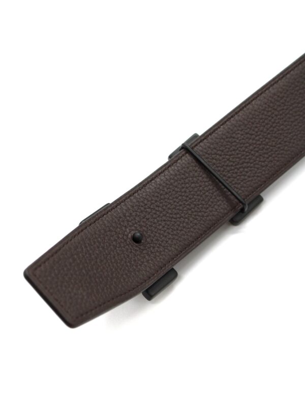 Cintura Hermes double pelle nera liscia e pelle testa di moro martellata