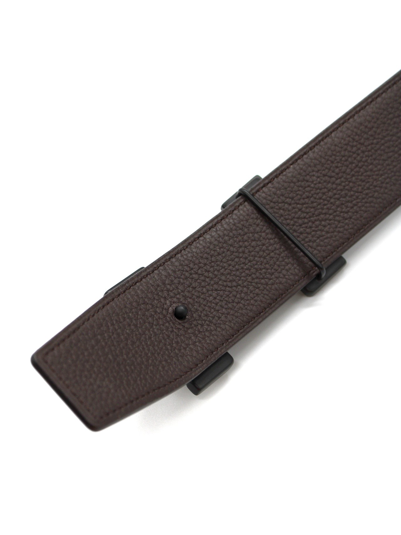 Cintura Hermes double pelle nera liscia e pelle testa di moro martellata thumb