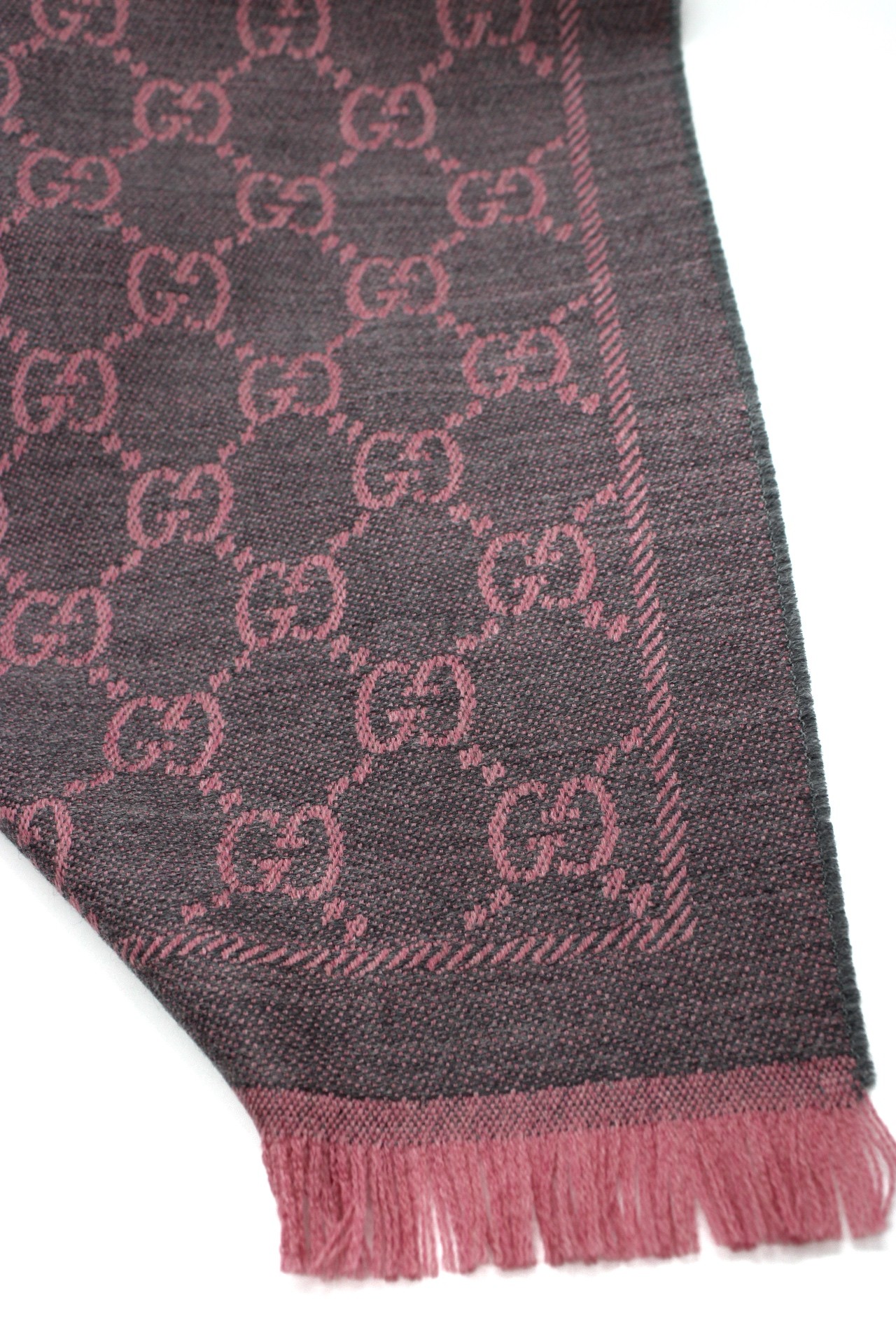 Sciarpa Gucci In Lana GG Rosa E Grigia thumb