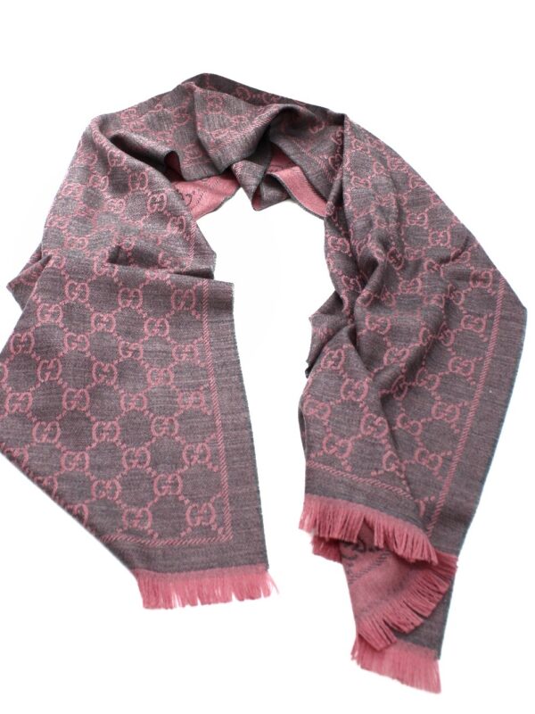 Sciarpa Gucci In Lana GG Rosa E Grigia