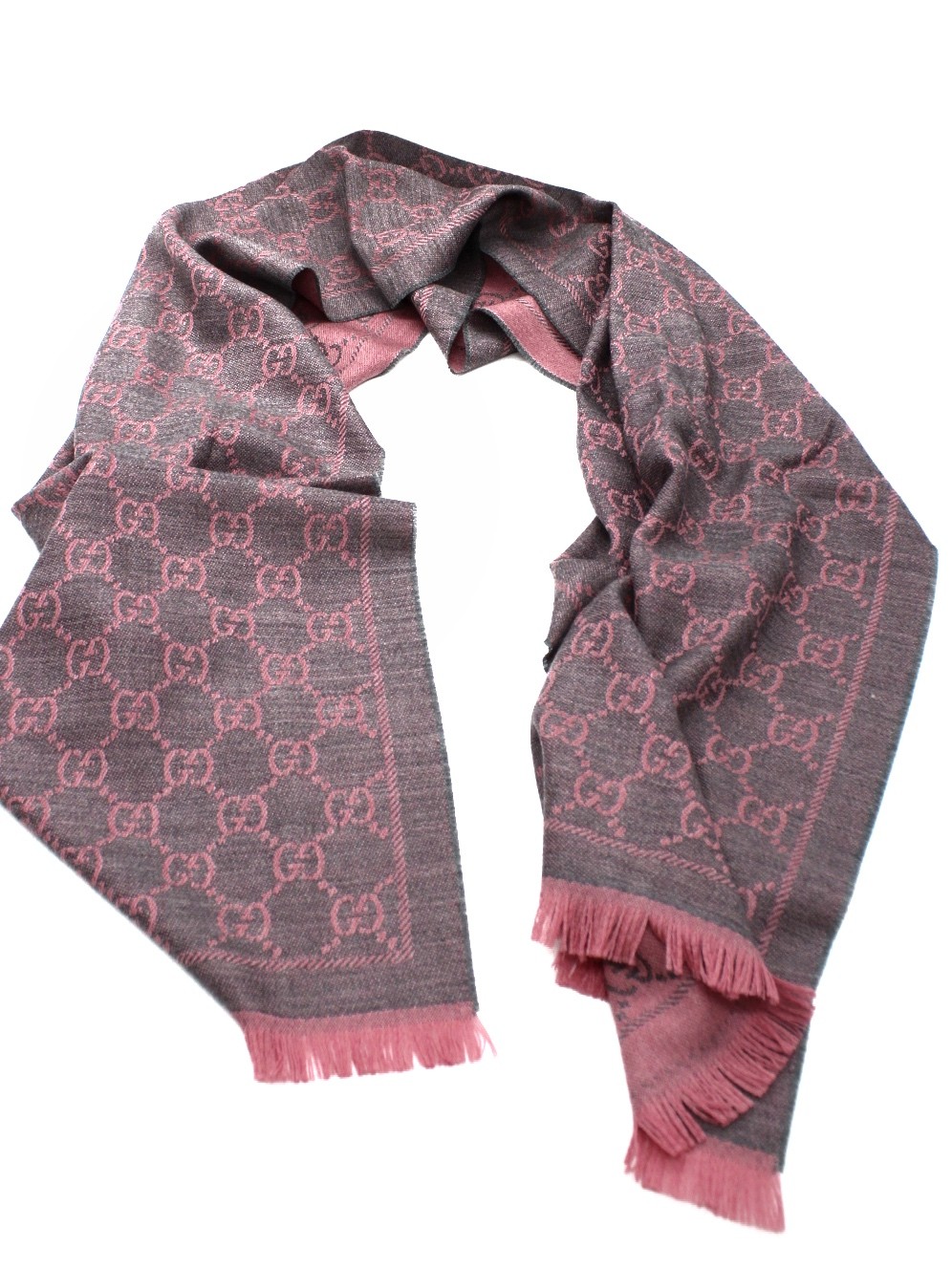 Sciarpa Gucci In Lana GG Rosa E Grigia thumb