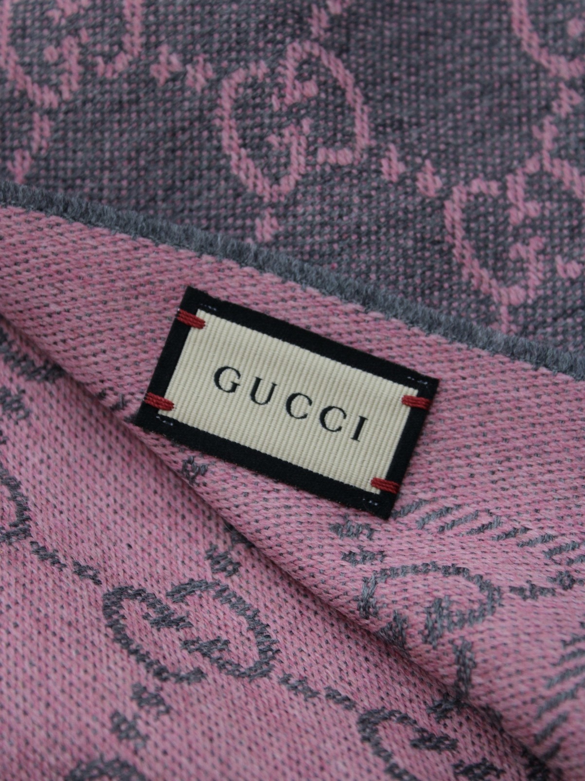 Sciarpa Gucci In Lana GG Rosa E Grigia thumb