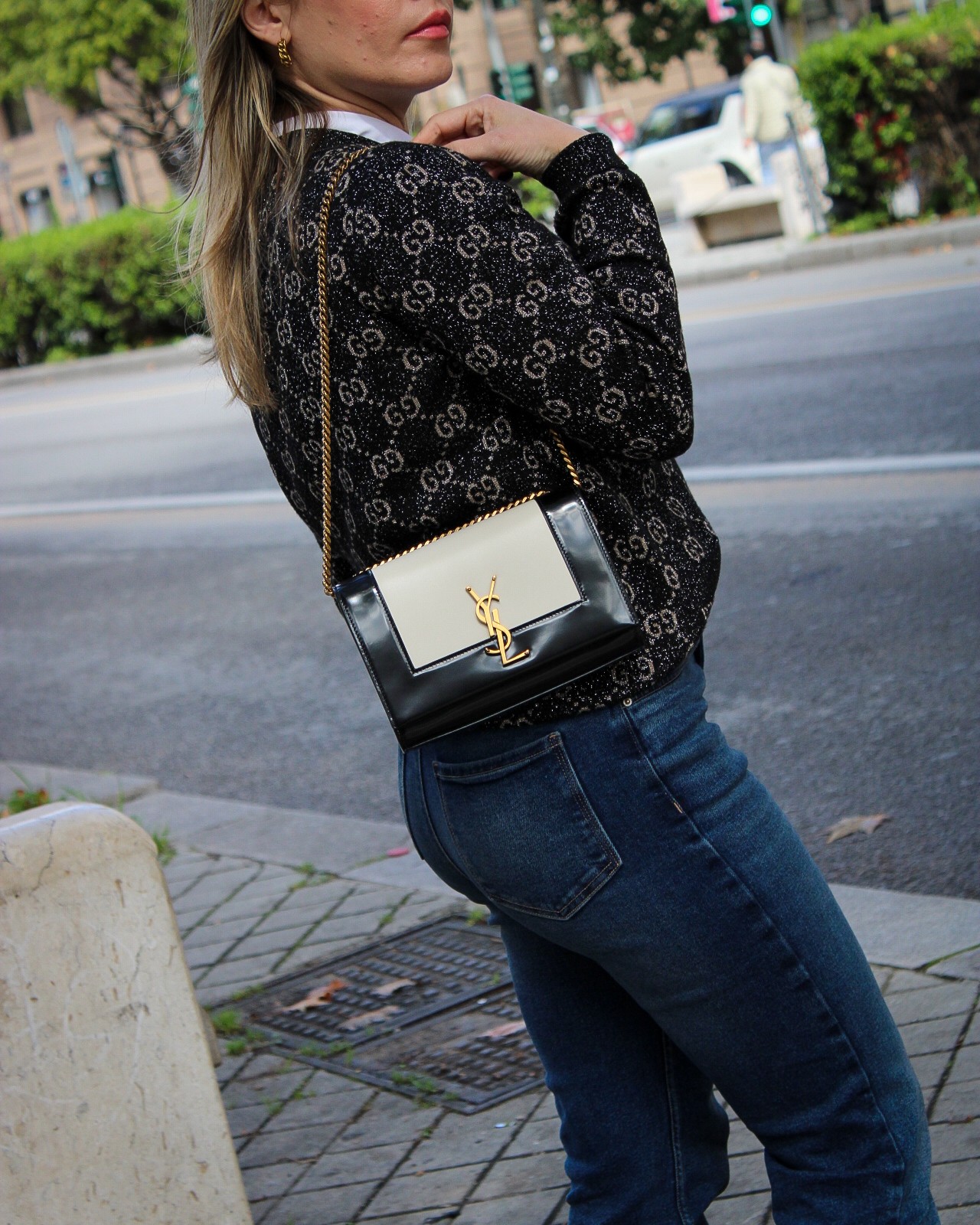 Borsa Saint Laurent kate piccola in nappa spazzolata thumb
