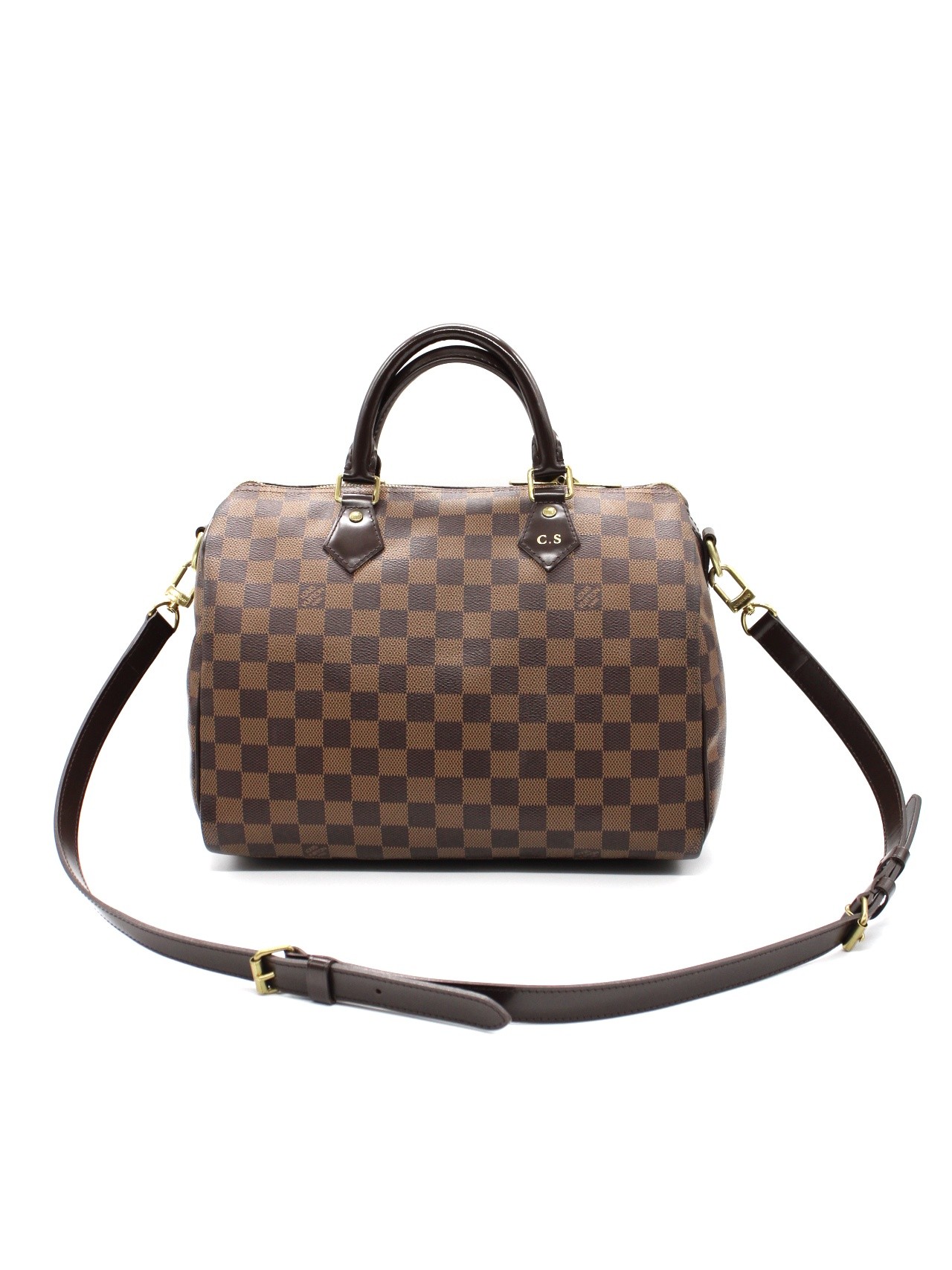 Louis Vuitton Speedy Bandoulière 30 con iniziali C.S thumb
