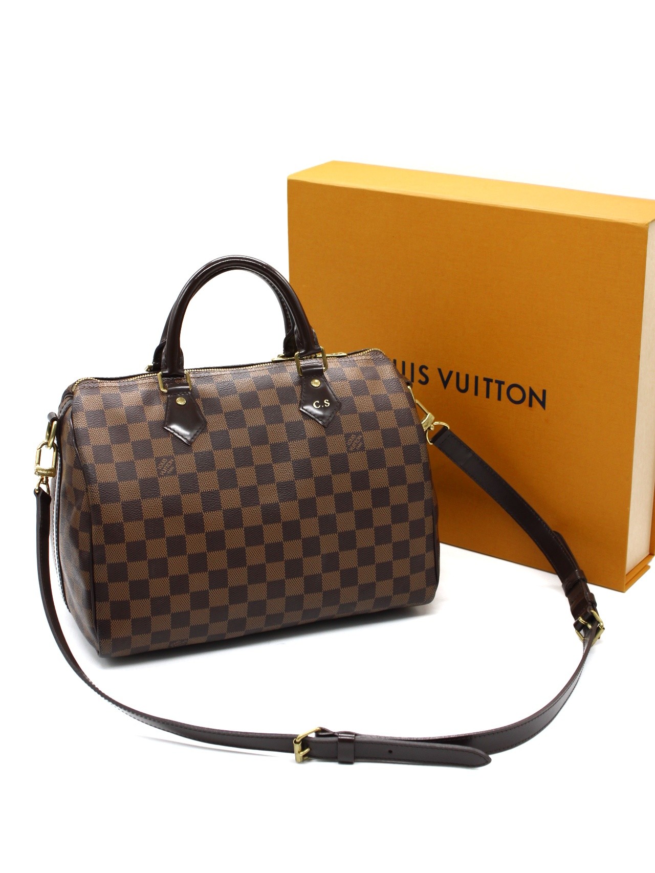 Louis Vuitton Speedy Bandoulière 30 con iniziali C.S thumb