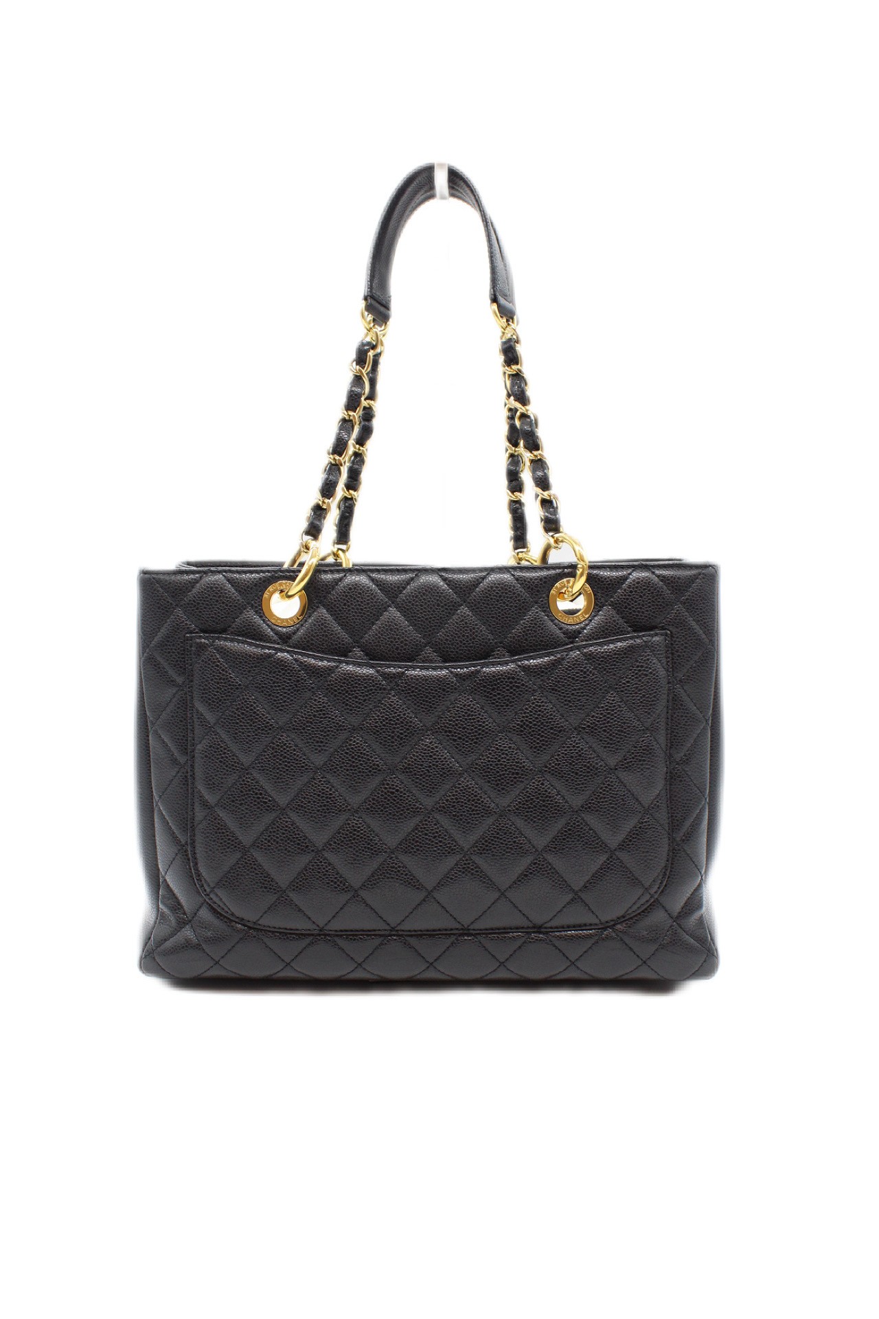 Chanel GST Borsa A Spalla In Pelle Martellata Nera thumb