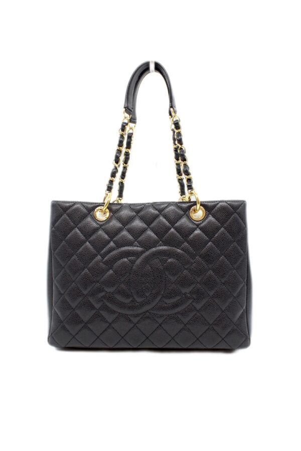 Chanel GST Borsa A Spalla In Pelle Martellata Nera