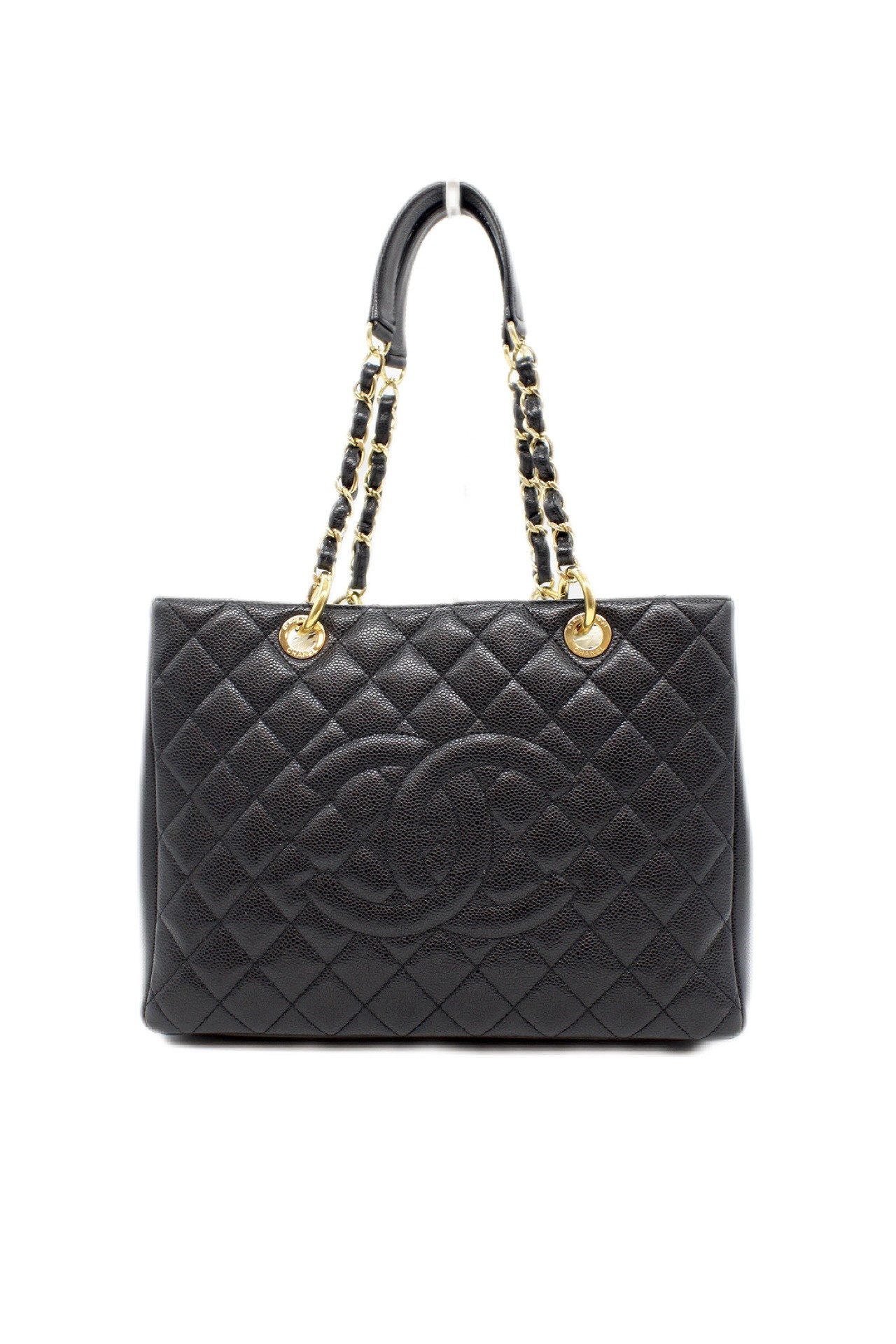 Chanel GST Borsa A Spalla In Pelle Martellata Nera thumb