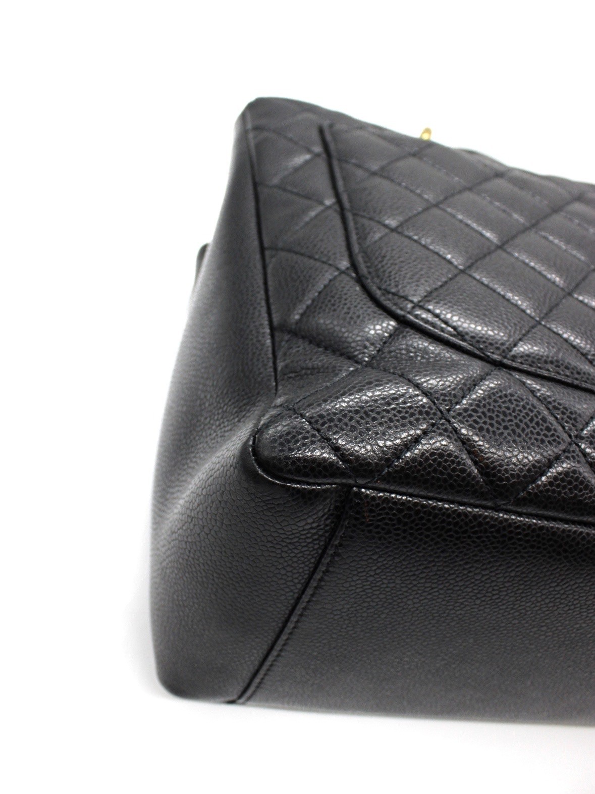 Chanel GST Borsa A Spalla In Pelle Martellata Nera thumb