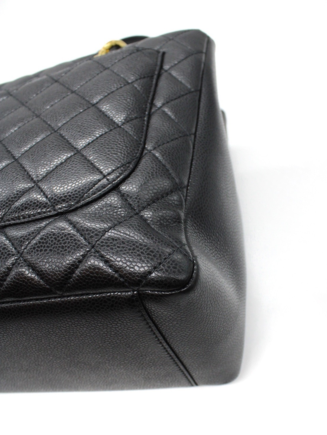 Chanel GST Borsa A Spalla In Pelle Martellata Nera thumb