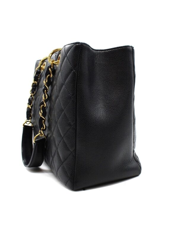 Chanel GST Borsa A Spalla In Pelle Martellata Nera