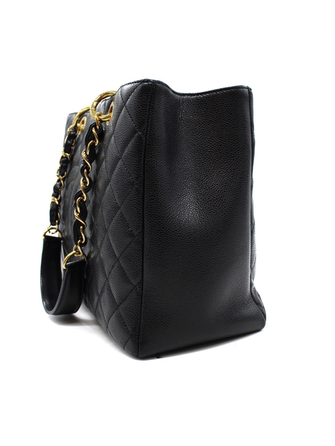 Chanel GST Borsa A Spalla In Pelle Martellata Nera thumb
