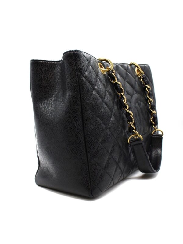 Chanel GST Borsa A Spalla In Pelle Martellata Nera