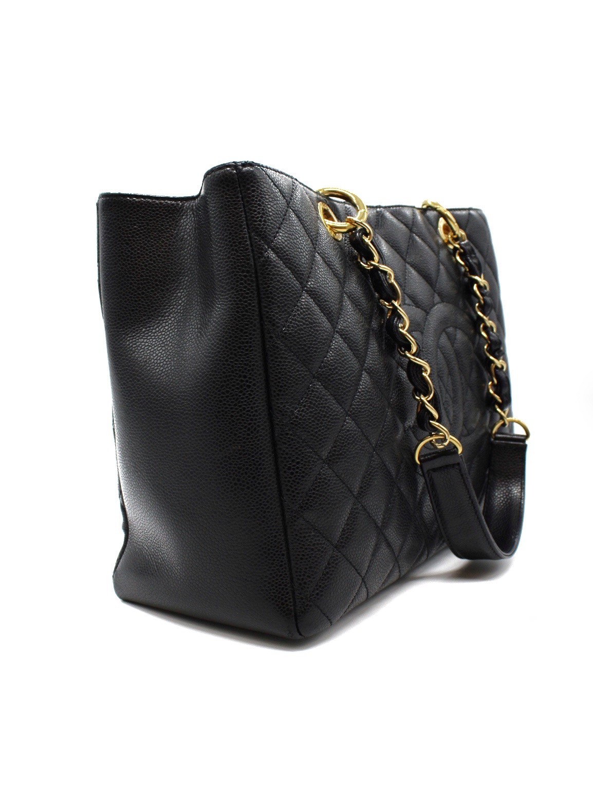 Chanel GST Borsa A Spalla In Pelle Martellata Nera thumb