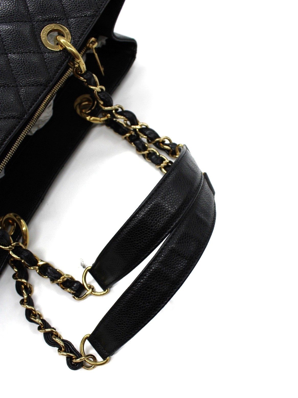 Chanel GST Borsa A Spalla In Pelle Martellata Nera thumb