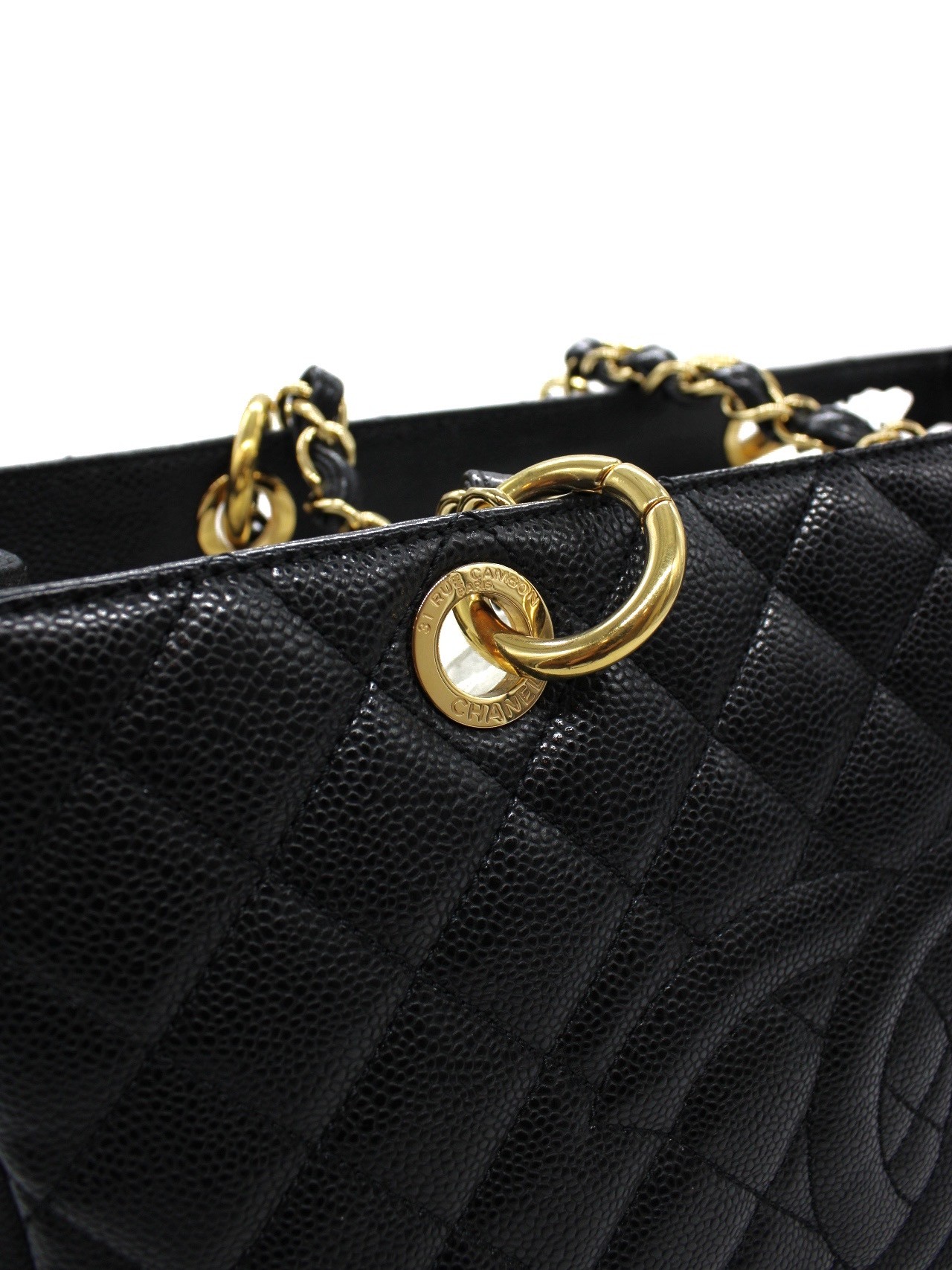Chanel GST Borsa A Spalla In Pelle Martellata Nera thumb
