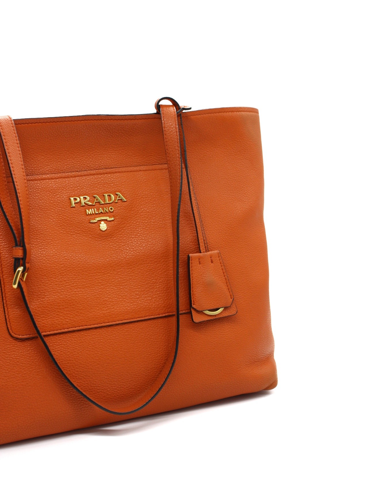 Prada borsa a spalla in pelle arancione thumb
