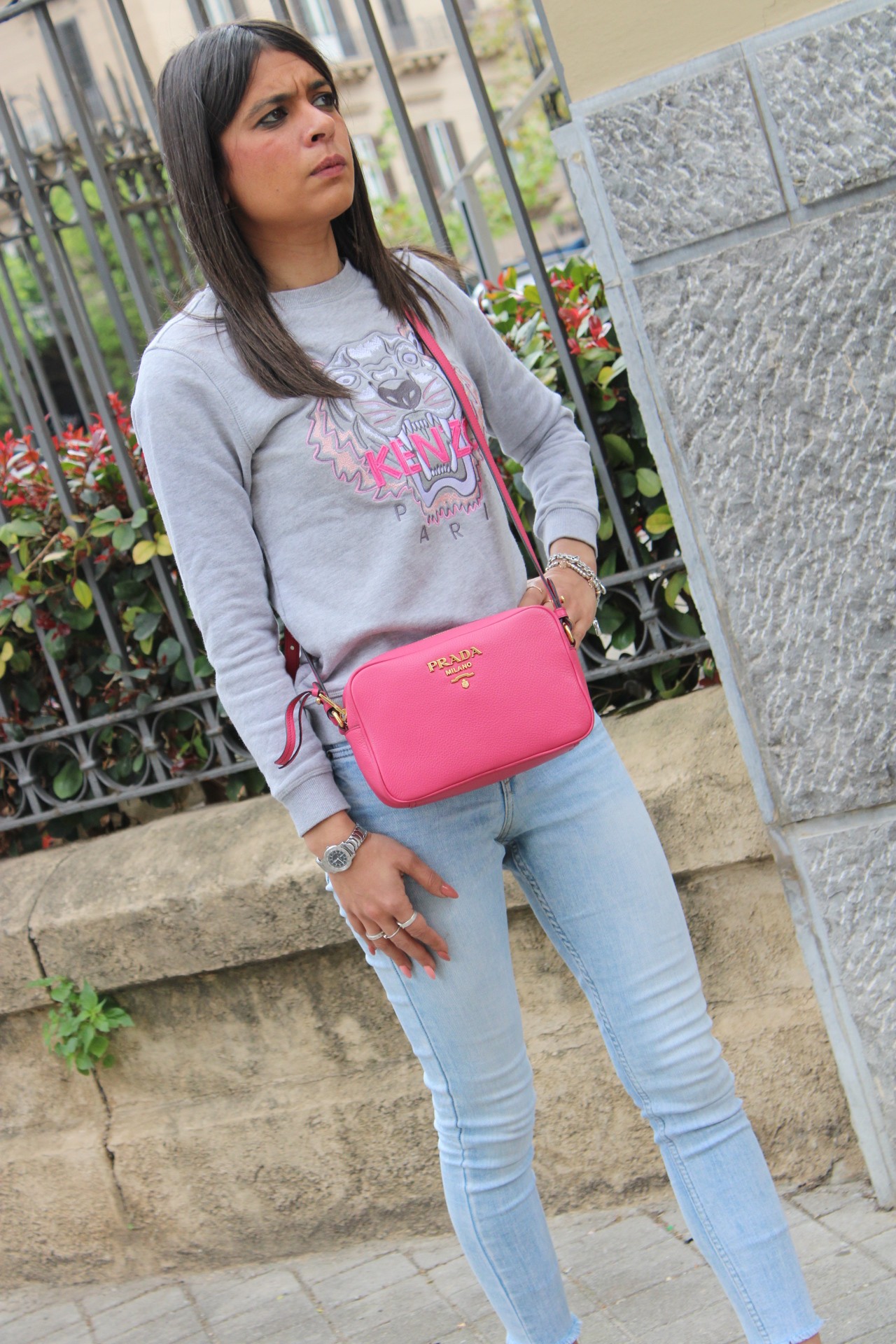 Prada Tracolla in pelle peonia thumb