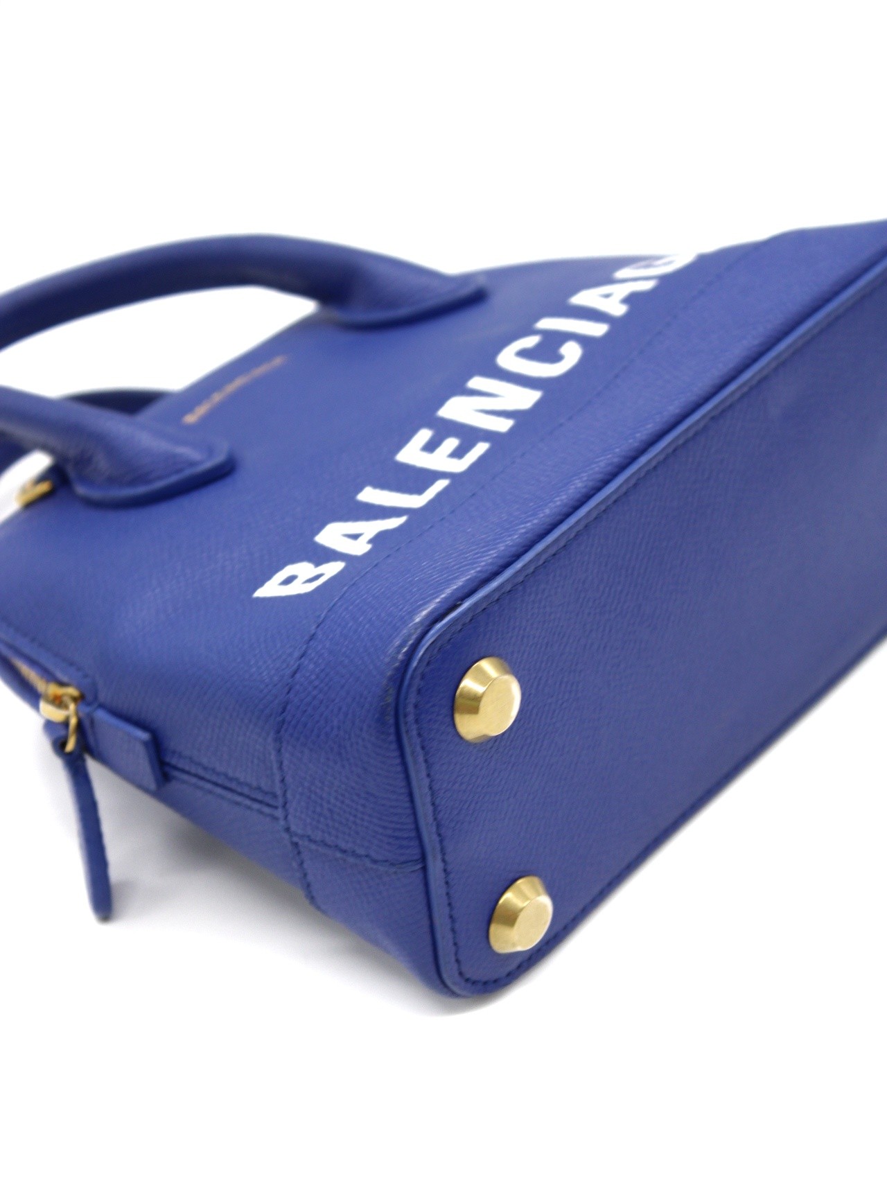 Borsa Balenciaga Ville xxs in pelle blu thumb