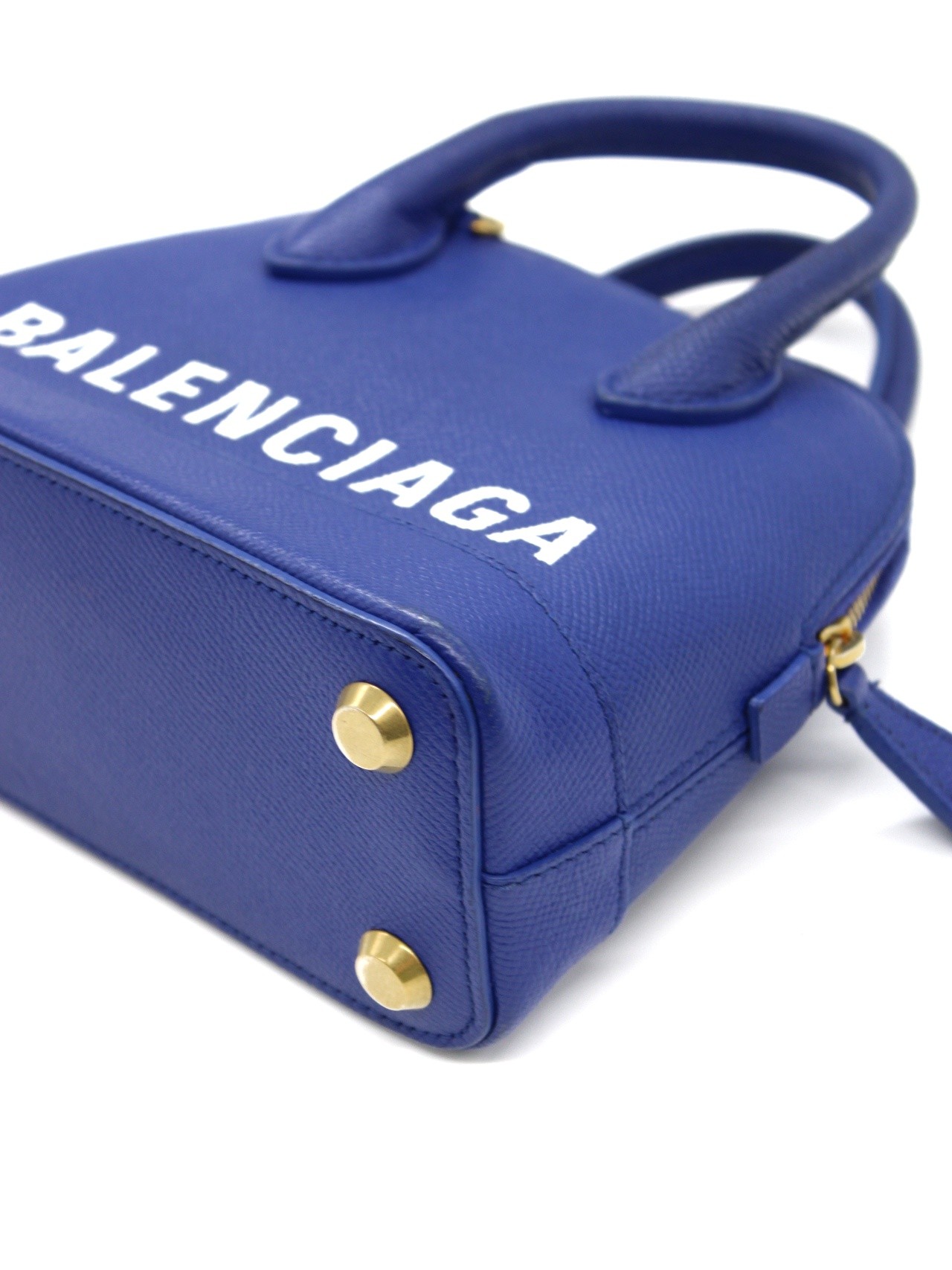 Borsa Balenciaga Ville xxs in pelle blu thumb