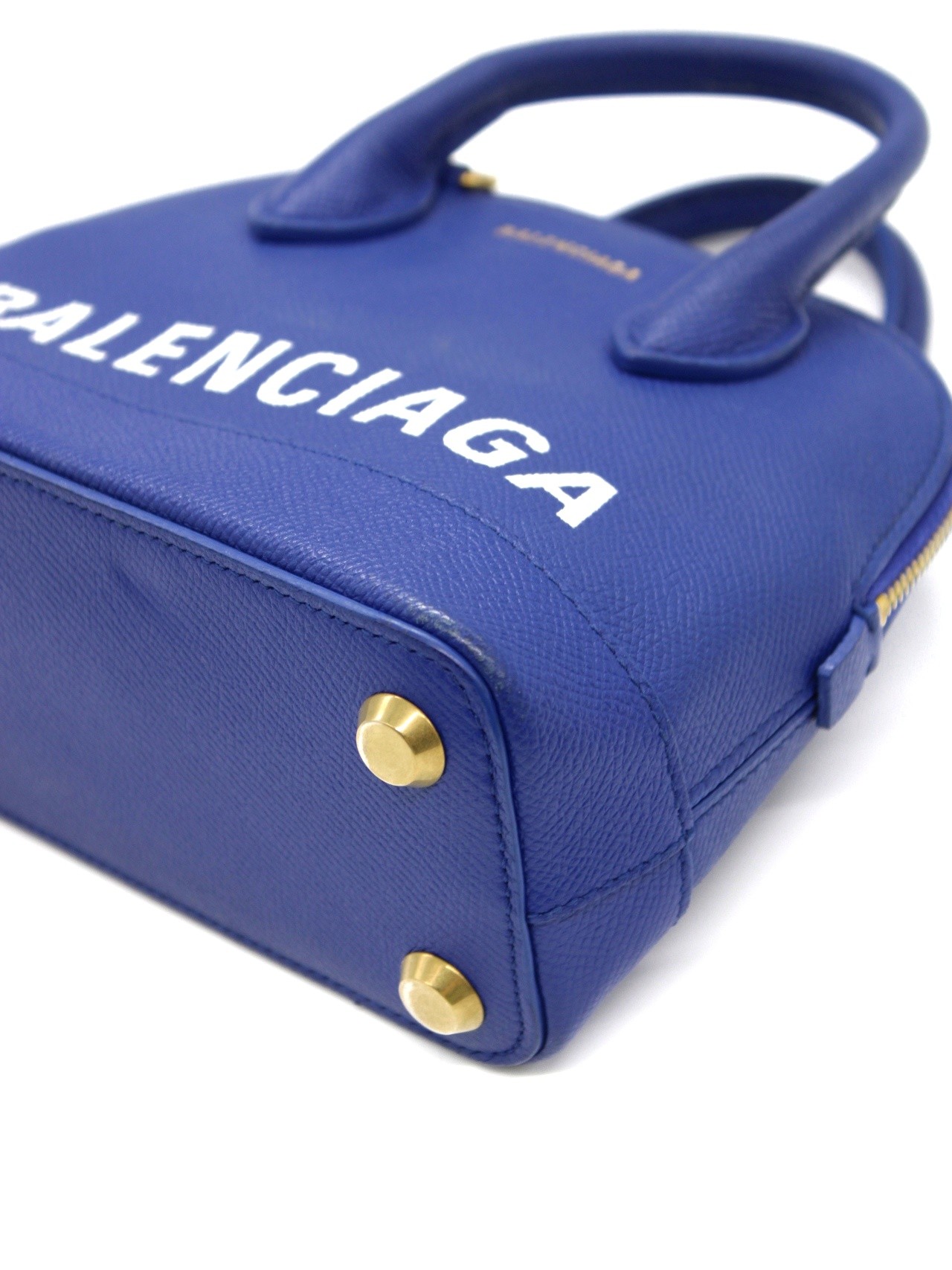 Borsa Balenciaga Ville xxs in pelle blu thumb