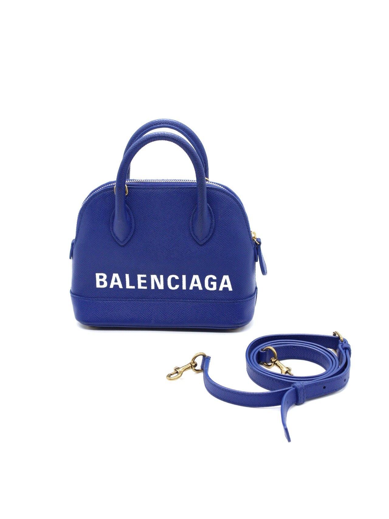 Borsa Balenciaga Ville xxs in pelle blu thumb