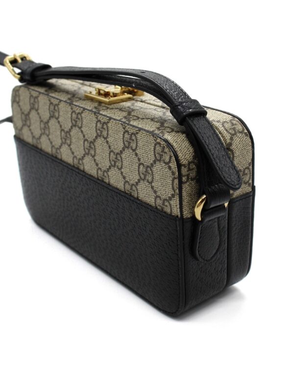 Tracolla Gucci Interlocking GG e Pelle Nera