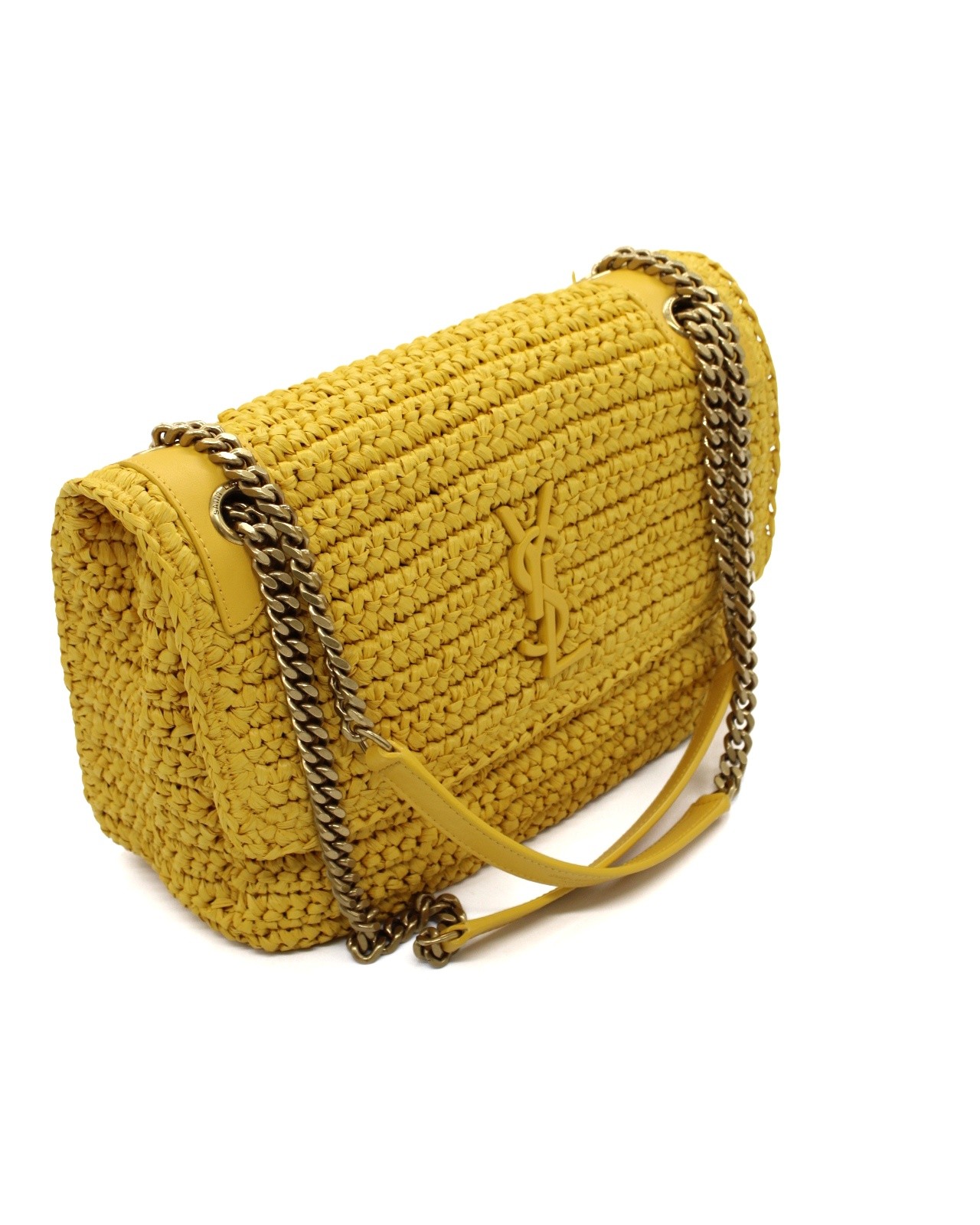 Borsa Saint Laurent Niki media in rafia e pelle thumb
