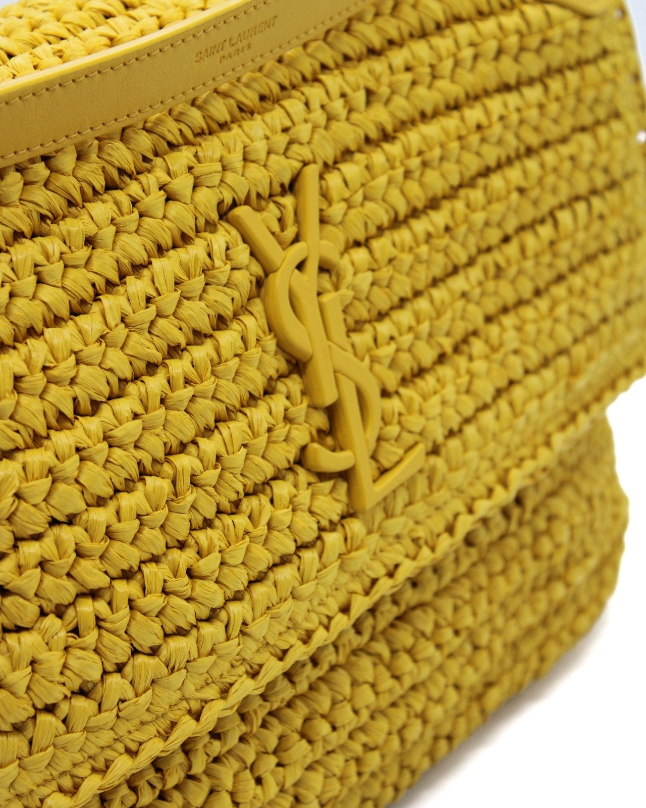 Borsa Saint Laurent Niki media in rafia e pelle thumb