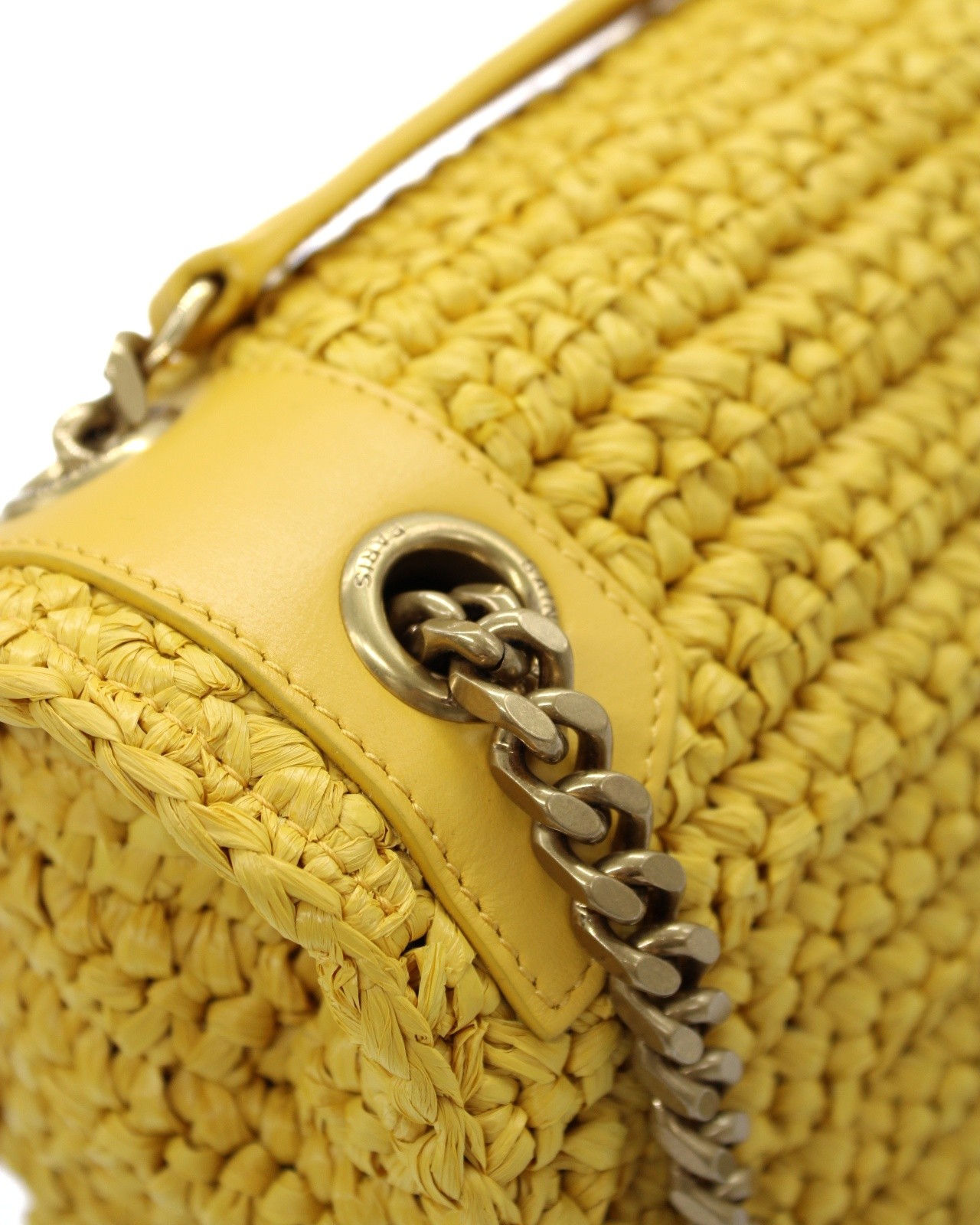 Borsa Saint Laurent Niki media in rafia e pelle thumb