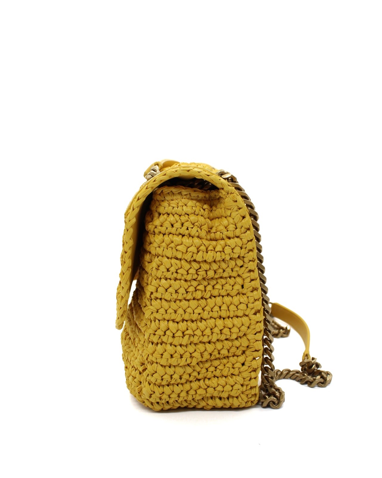 Borsa Saint Laurent Niki media in rafia e pelle thumb