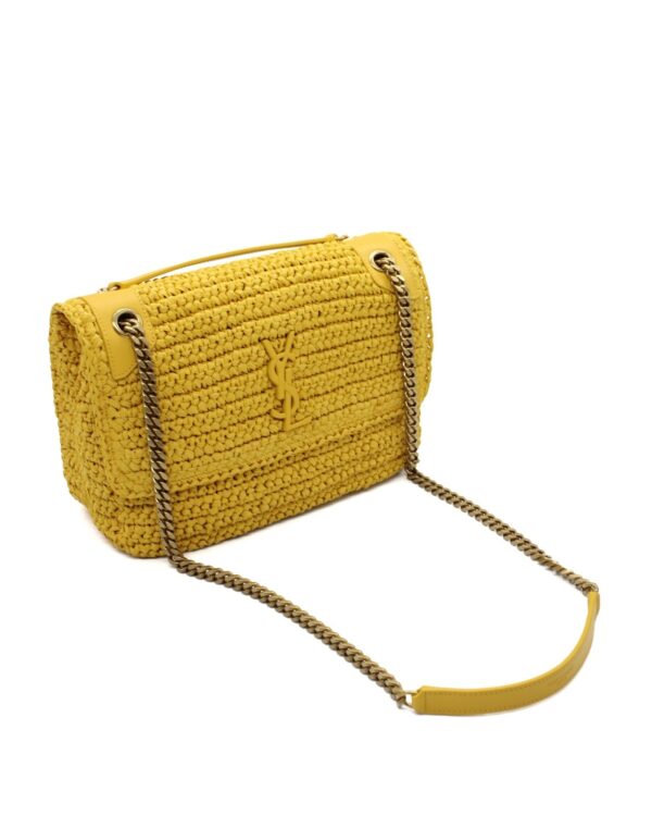 Borsa Saint Laurent Niki media in rafia e pelle