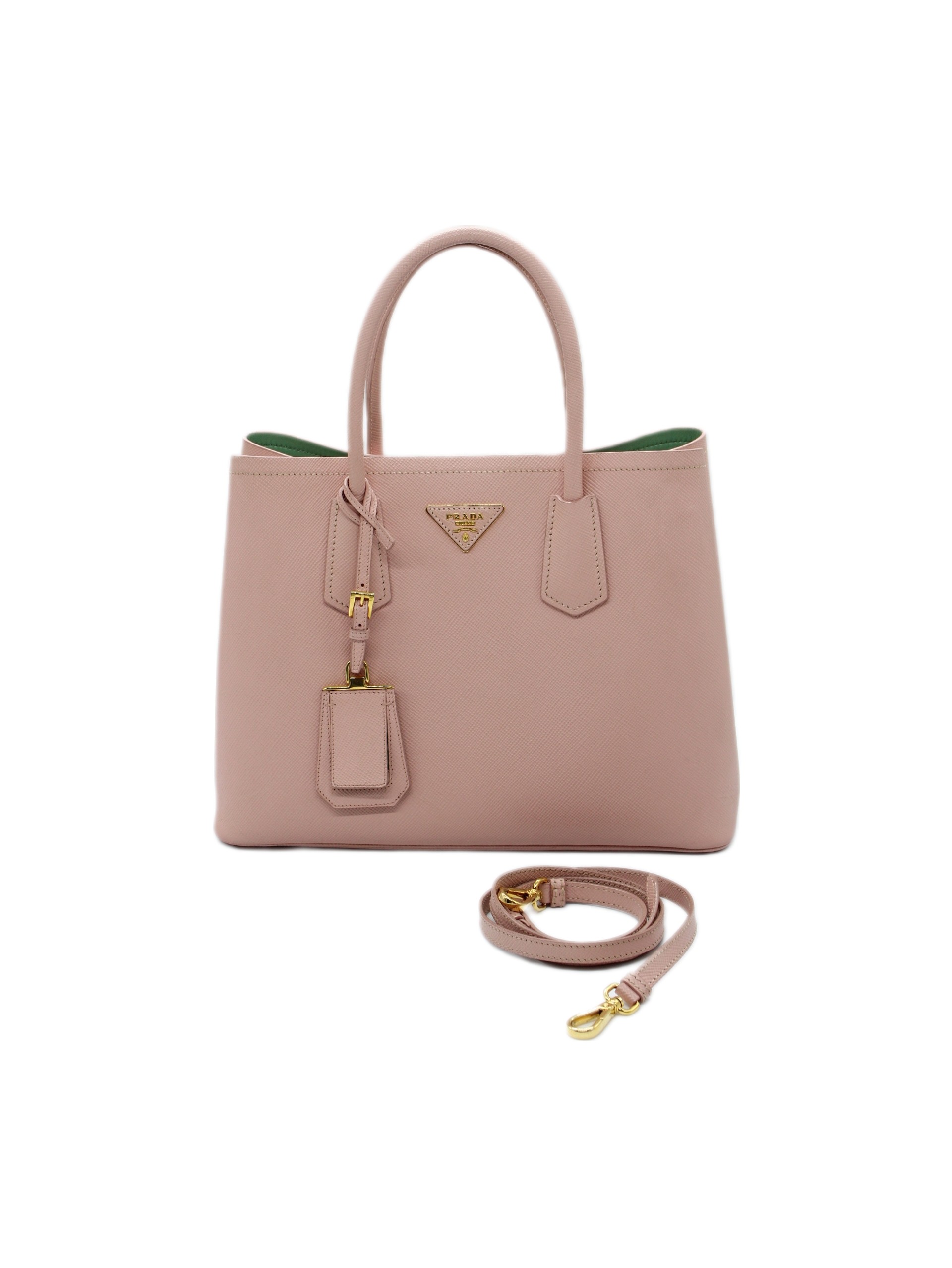 Borsa Prada double in pelle saffiano rosa thumb