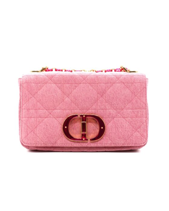 Borsa Dior Caro in denim rosa