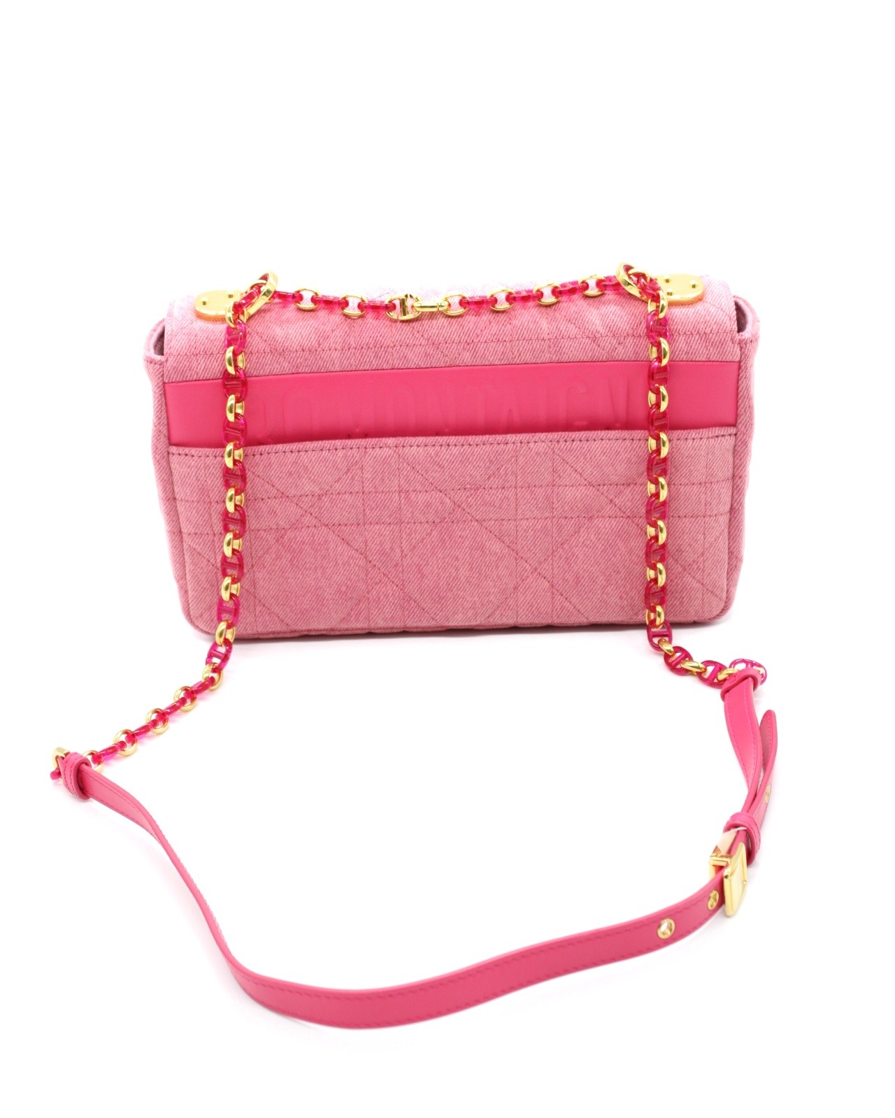 Borsa Dior Caro in denim rosa thumb