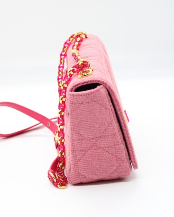 Borsa Dior Caro in denim rosa