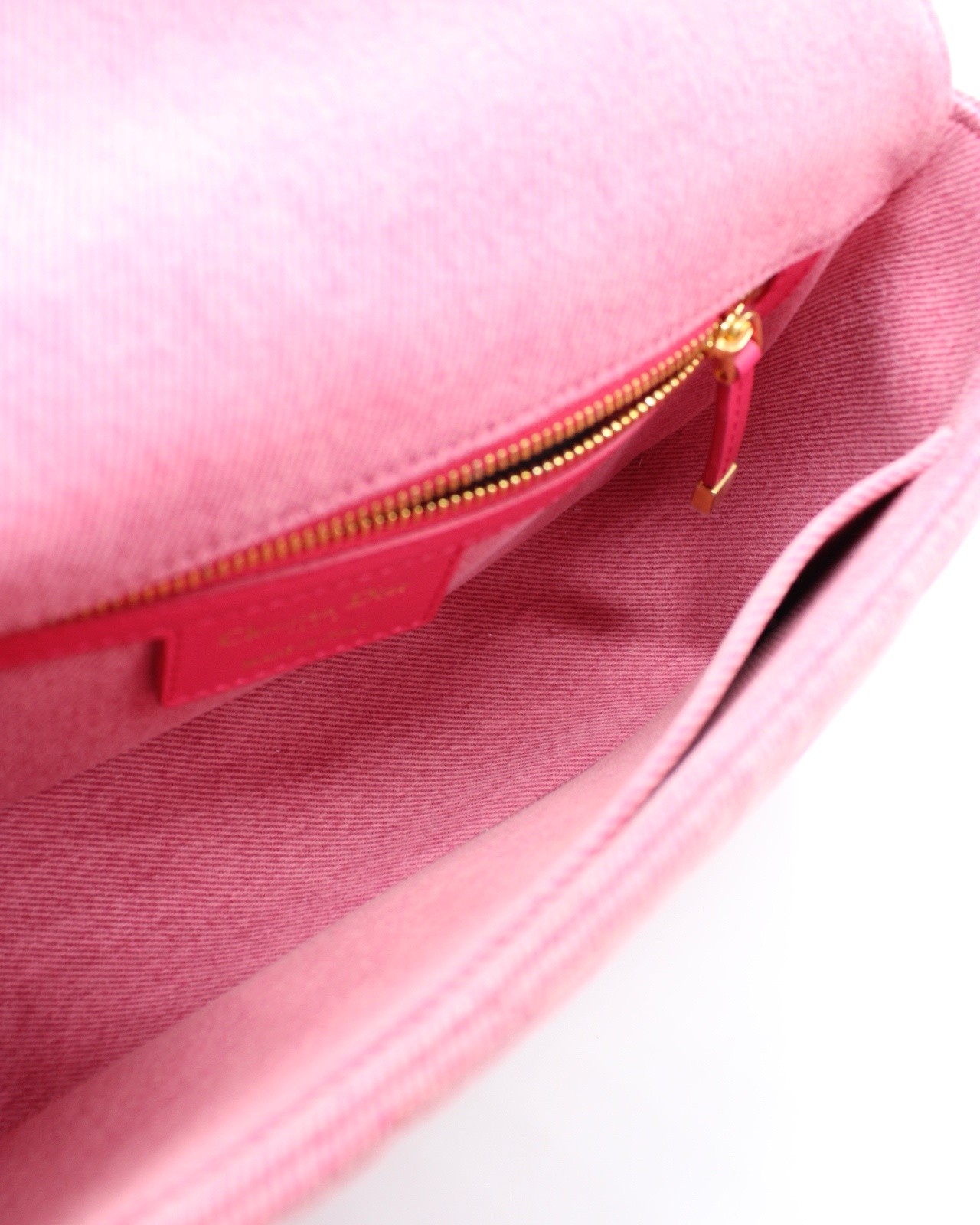 Borsa Dior Caro in denim rosa thumb