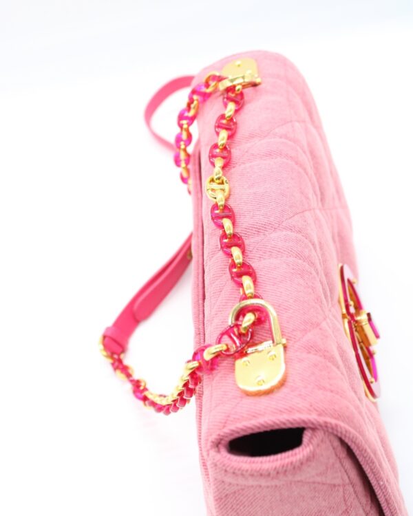 Borsa Dior Caro in denim rosa