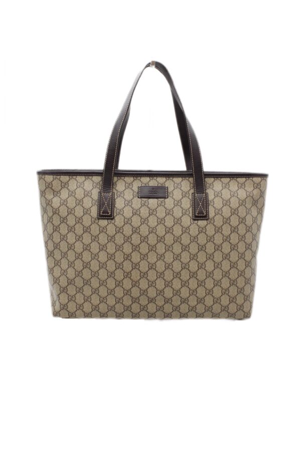 Shopper Gucci GG In Tela Plastificata ed Inserti In Pelle Marrone