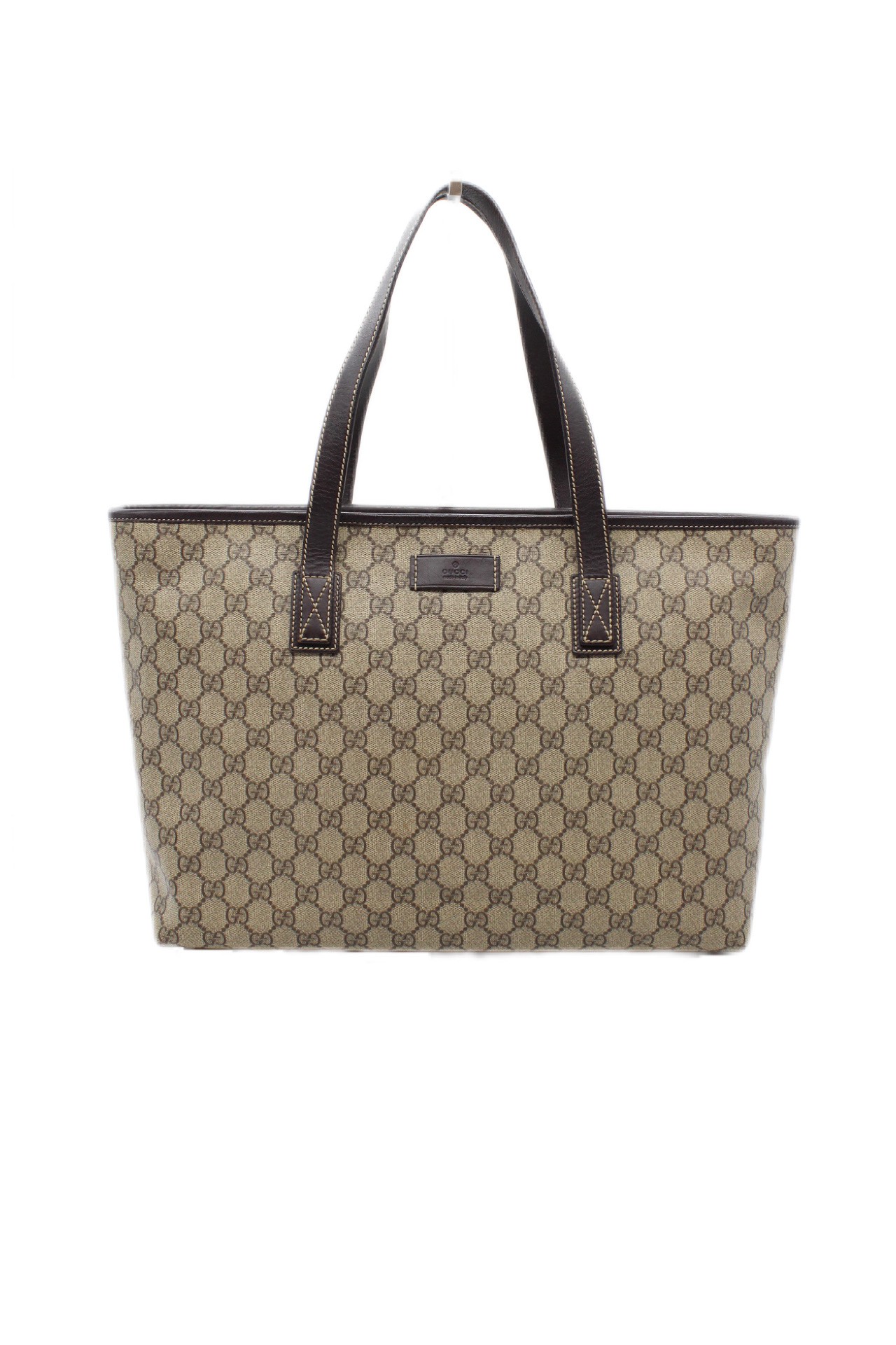 Shopper Gucci GG In Tela Plastificata ed Inserti In Pelle Marrone thumb