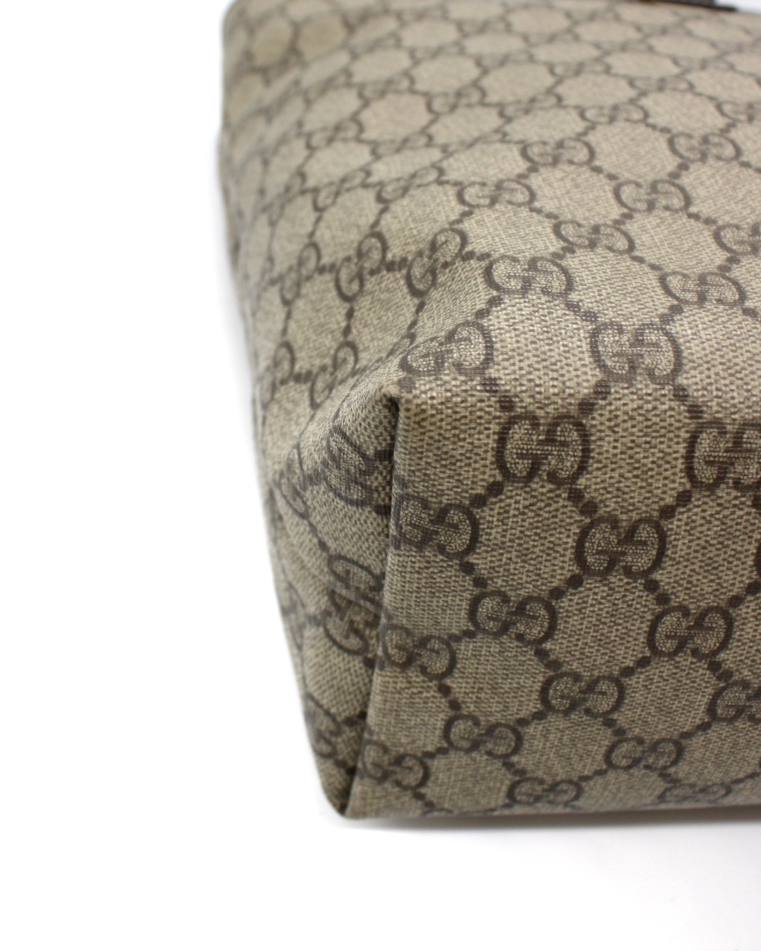 Shopper Gucci GG In Tela Plastificata ed Inserti In Pelle Marrone thumb