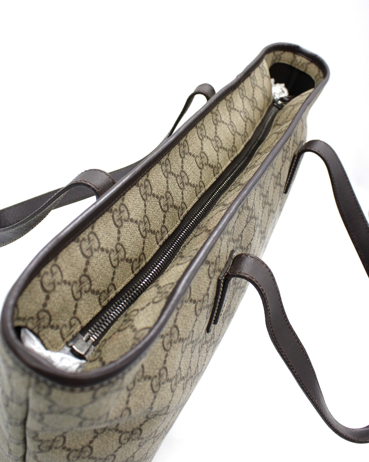Shopper Gucci GG In Tela Plastificata ed Inserti In Pelle Marrone thumb