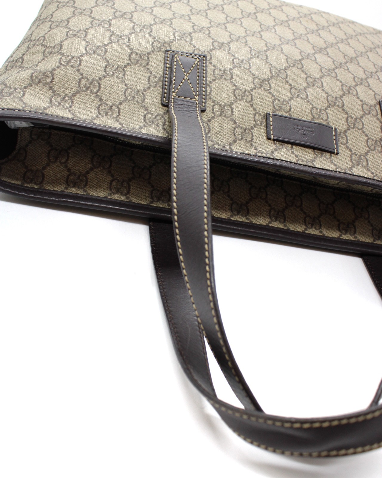 Shopper Gucci GG In Tela Plastificata ed Inserti In Pelle Marrone thumb