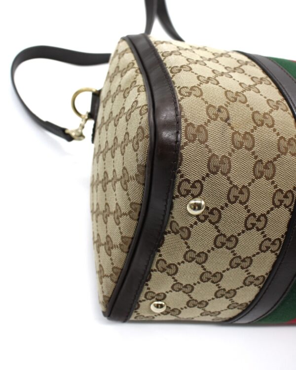Bauletto Gucci Web Tessuto GG ed Inserti In Pelle Testa Di Moro